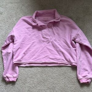 American Eagle Outfitters Light Pink Cropped Sweatshirt